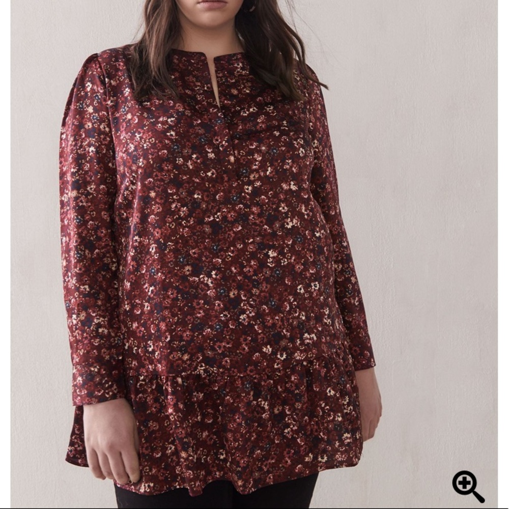 Floral Ruffle Tunic Blouse - Addition Elle 2X